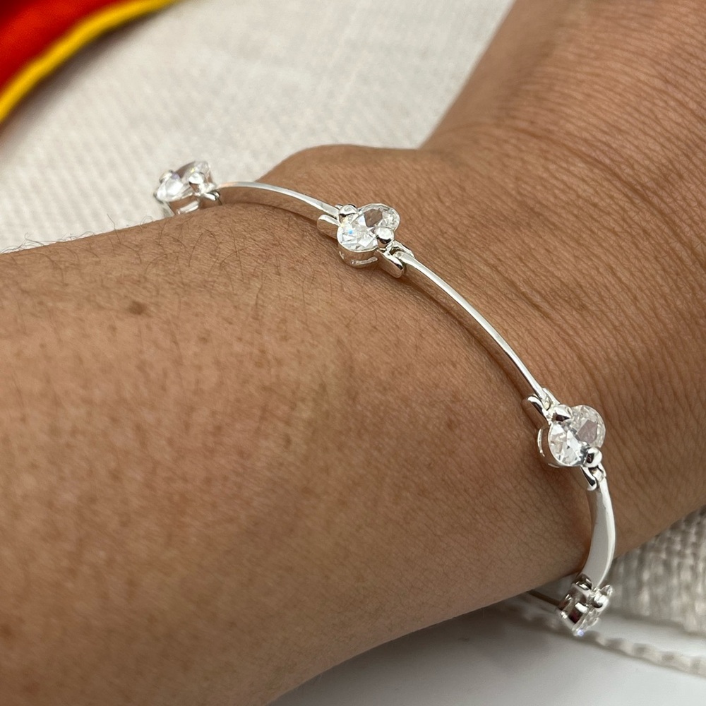 Vintage Sterling Silver CZ Link Bracelet – 925 Stamped – 7"-7.25", 8g - Picture 5 of 17